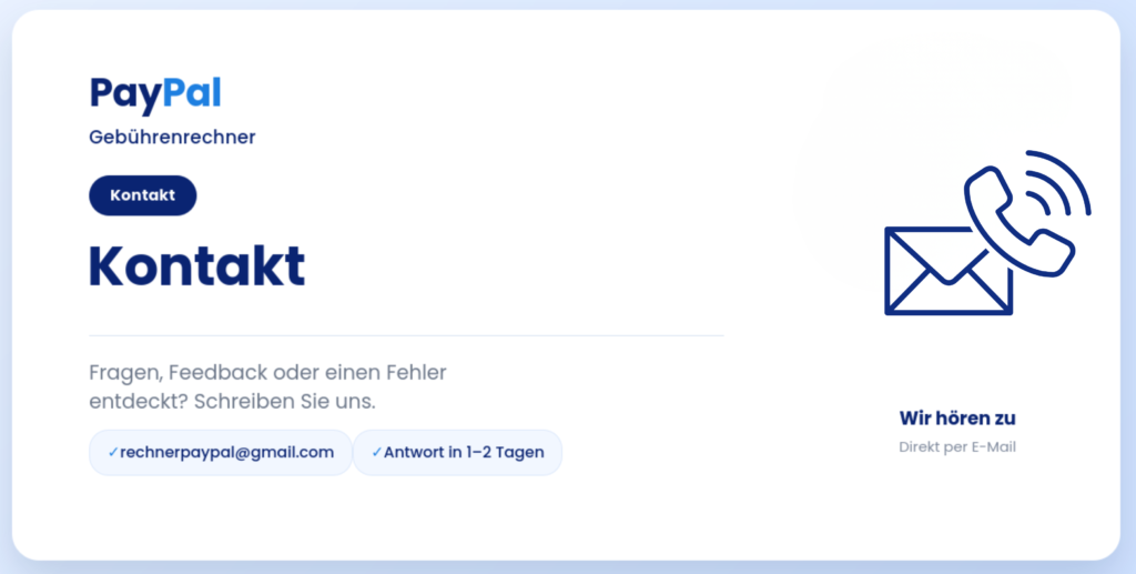 Kontaktseite für Fragen und Unterstützung